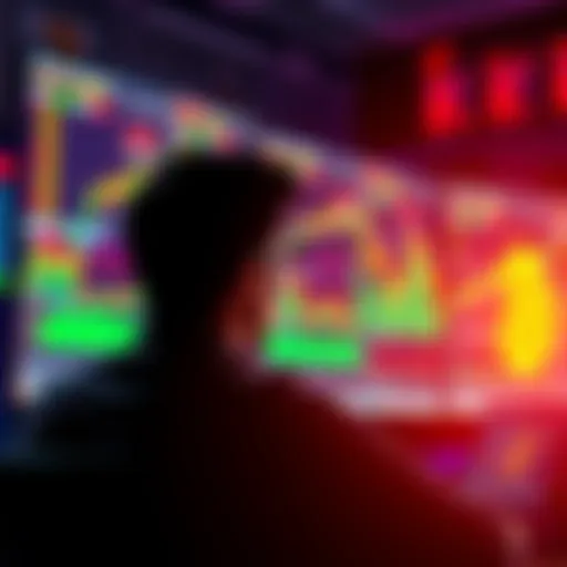 A person looking at a computer screen displaying Bitcoin prices and graphs, contemplating an investment.