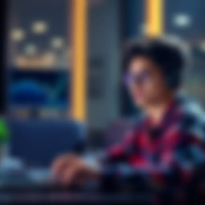 A young person in their twenties looking at a laptop with cryptocurrency graphs on the screen, eager to learn about investing in digital currencies.