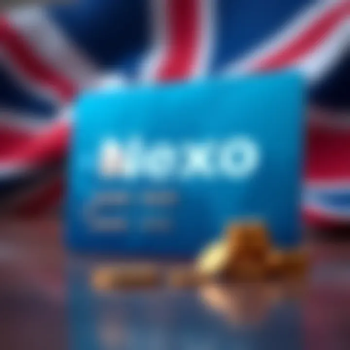 A debit card with cashback symbols and a UK flag in the background