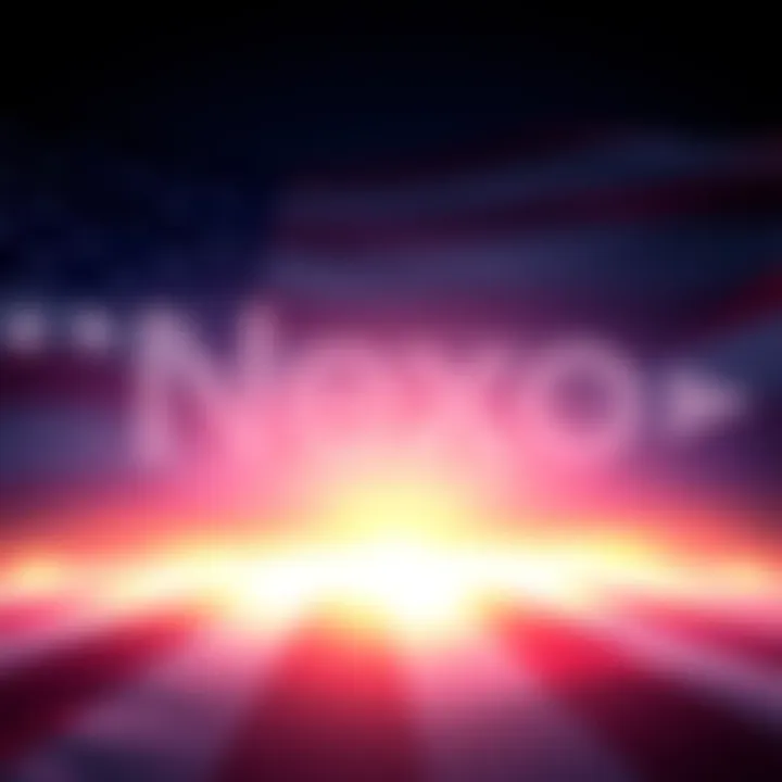 Nexo logo with a backdrop of the US flag, symbolizing its return to the US market