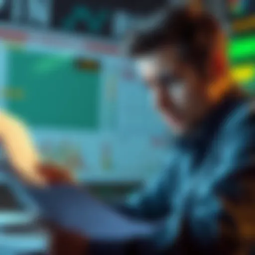 A worried person looking at financial charts and documents related to Nexo's yields, highlighting transparency issues and risks to deposits.