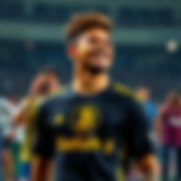 Neymar wearing a stylish Satoshi t-shirt while smiling, attracting attention from fans.