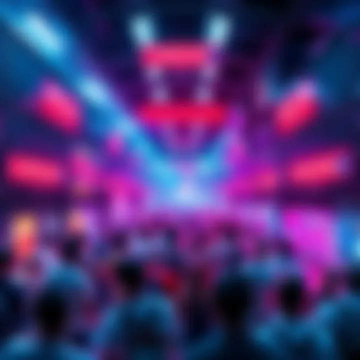 A crowded digital space showing frustrated participants and error messages during an NFT drop, highlighting marketplace crashes and chaos