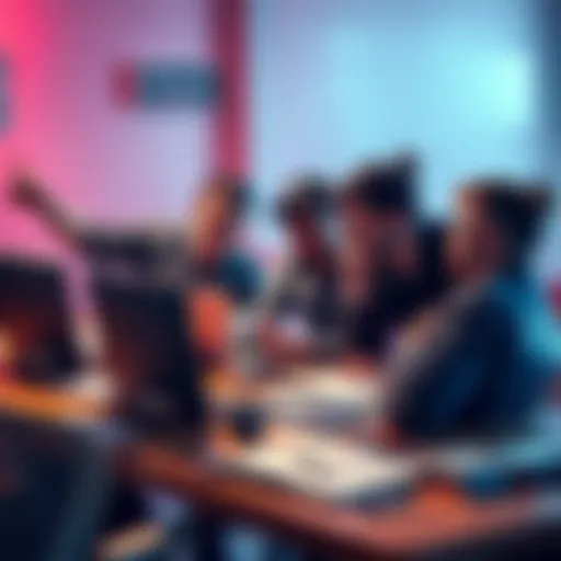 A small team of creators overwhelmed by social media platforms while planning an NFT launch, surrounded by laptops and notes.