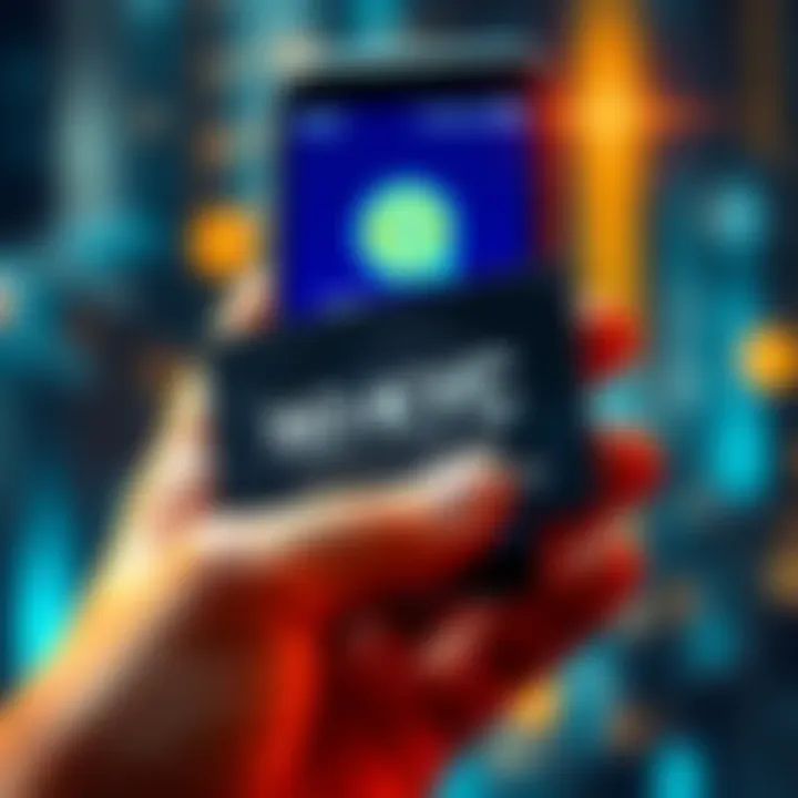 No-KYC Crypto Card A person holding a no-KYC crypto card with a digital wallet on a smartphone in the background.