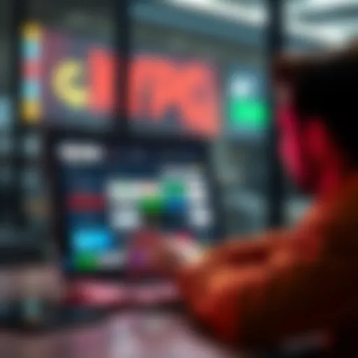 A person looking at various online betting platforms without KYC requirements on a laptop