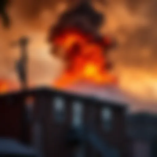 Flames and smoke rising from a building in North Hollywood during the fire incident