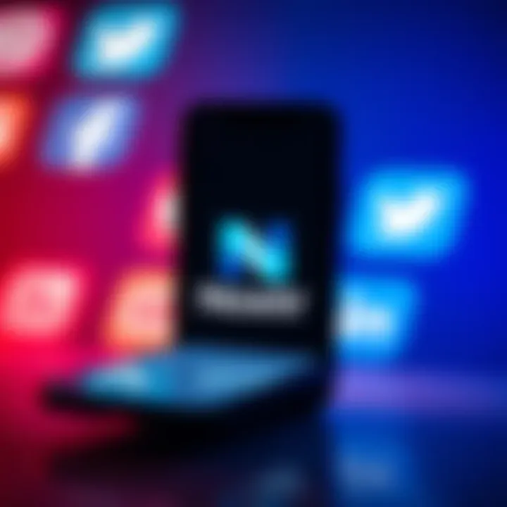A smartphone displaying the Nostr logo with social media icons in the background