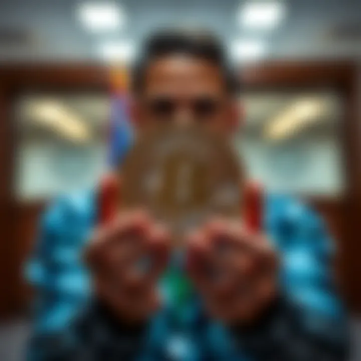 Oklahoma Bitcoin Payments A state employee holds a Bitcoin symbol, representing the new legislation for accepting Bitcoin payments in Oklahoma.