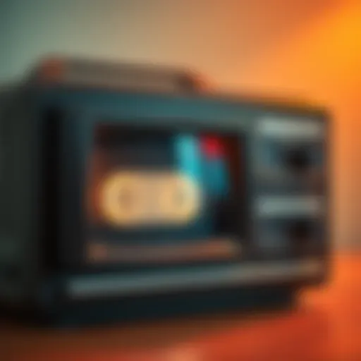 A vintage video player showing a classic video tape being played, evoking nostalgia for past moments.