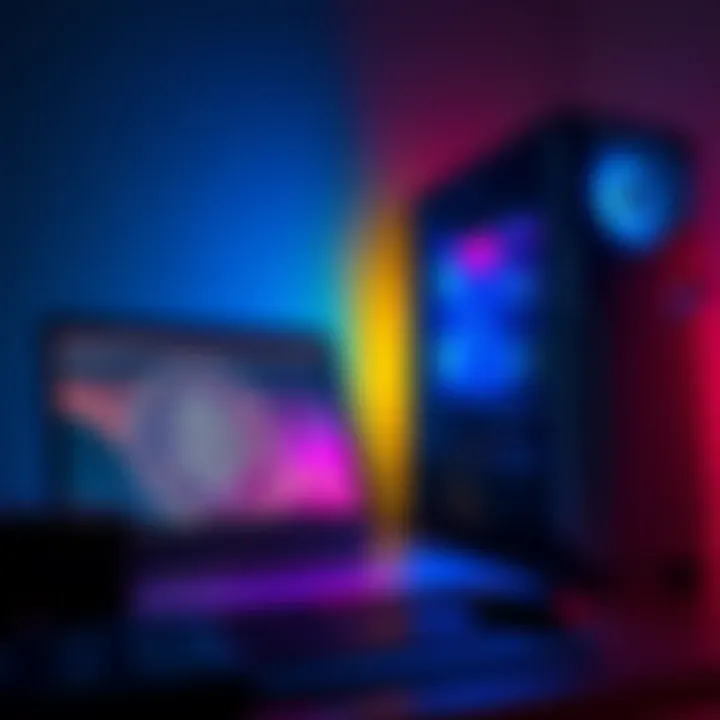 A laptop and a desktop tower set up for Bitcoin mining, illustrating the potential use of older technology in cryptocurrency mining.