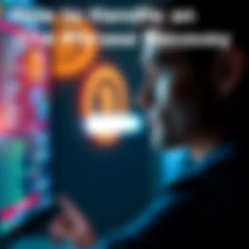 Person looking at an old seed phrase on a screen, contemplating how to access their wallet and funds.