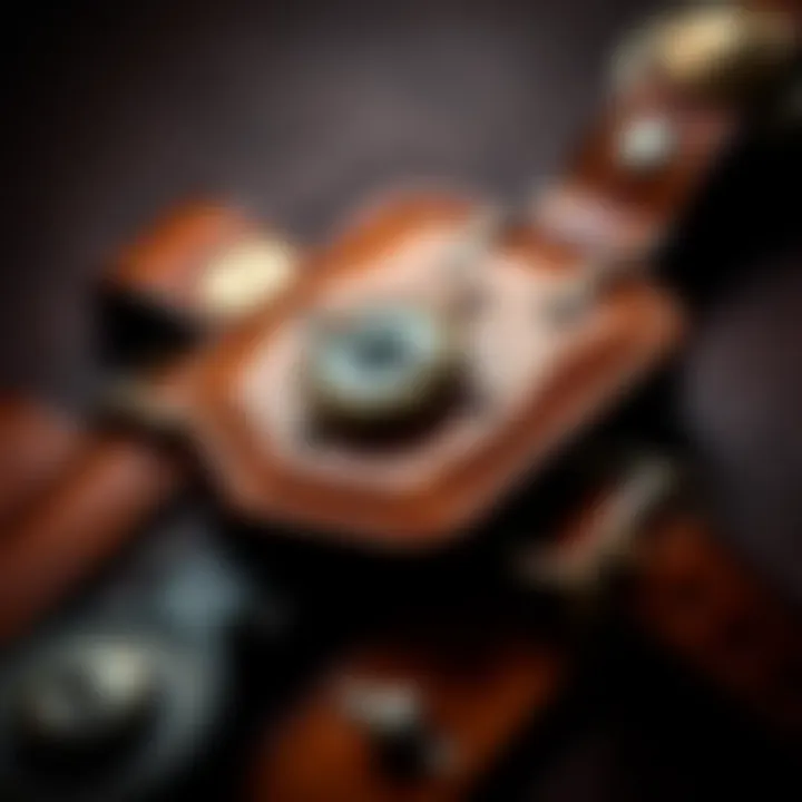 A close-up of Old World Harness's leather product, showcasing the 8” 55 last design, moderate dogger, and antique hardware.