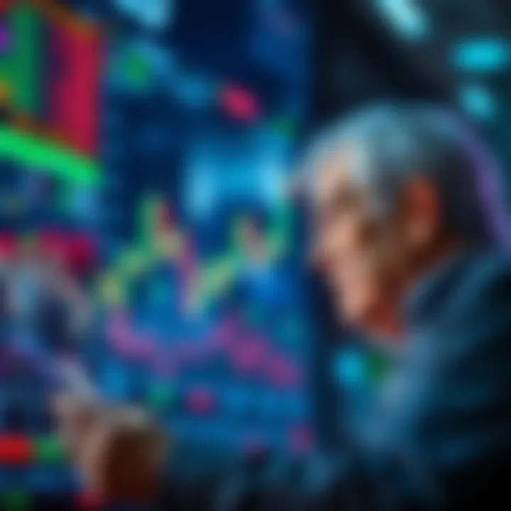 Older investor analyzing market trends A mature person studying financial charts and bear market indicators, reflecting a cautious investment strategy.