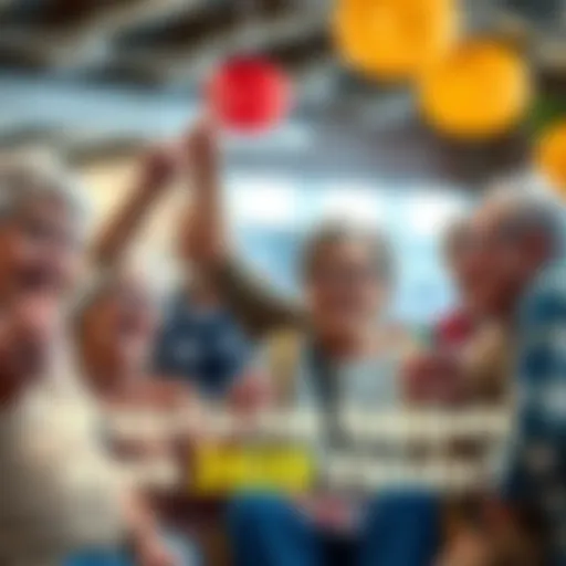 A diverse group of older adults celebrating life, engaging in activities together to represent longevity and community.