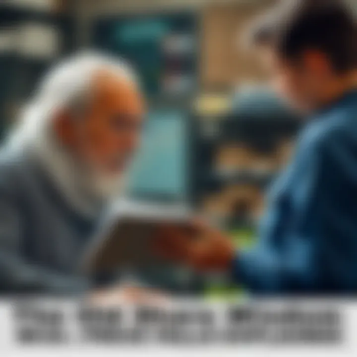 An older person advising a younger individual about market trends, showcasing the transfer of wisdom