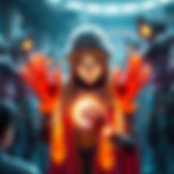 Olga, a character with glowing hands, surrounded by frustrated gamers discussing her ability, emphasizing the paywall issue.
