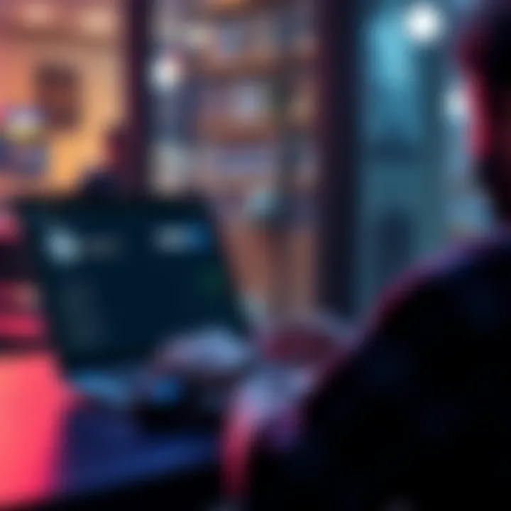 A person using a laptop to buy coins on the MoonX platform, showing a user-friendly interface and coin options.