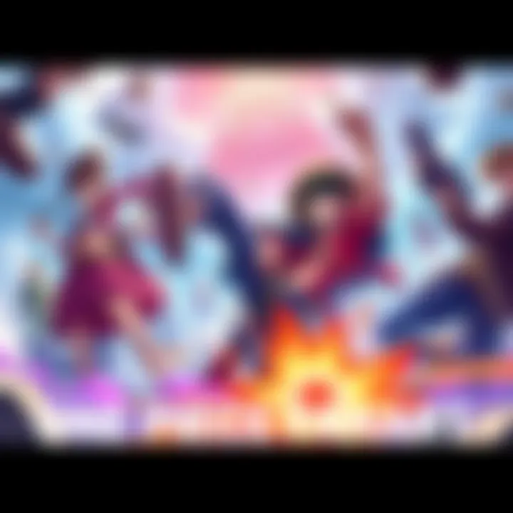 One Piece Fanart Colorful fanart of One Piece characters in an action scene, showcasing creativity and style.