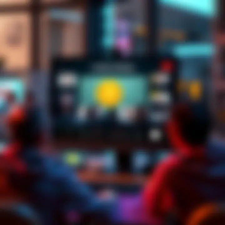 A graphic of a computer screen showing a live video discussion about Bitcoin with people joining from various locations.