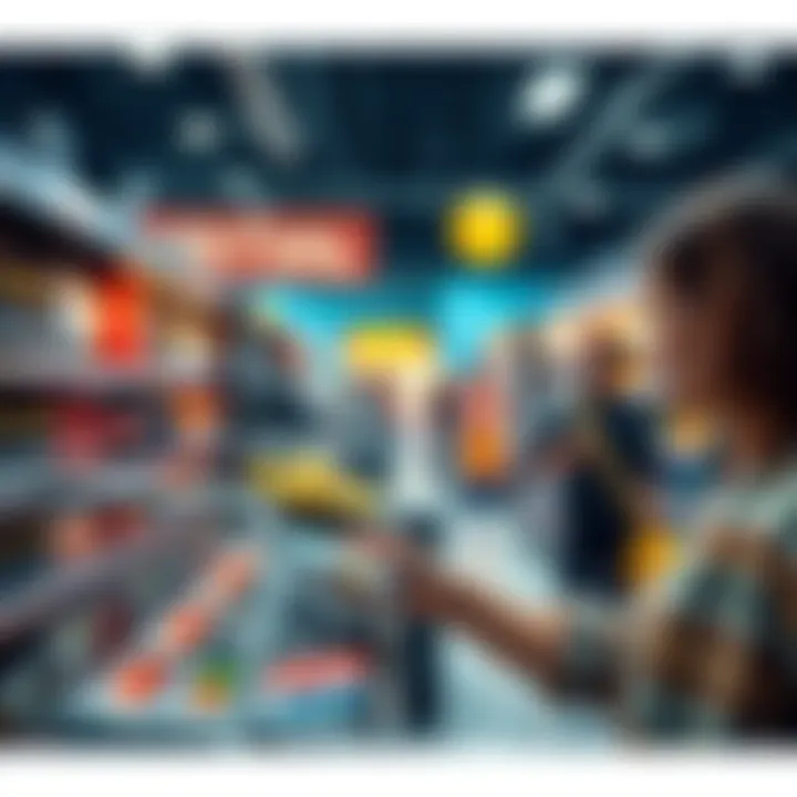 A shopper using an online card at a physical store checkout