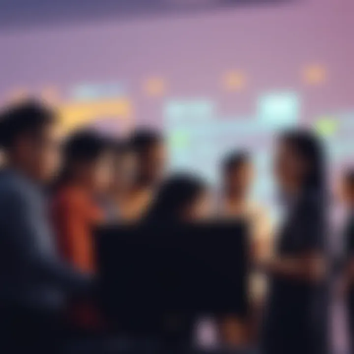 A diverse group of people gathering around a computer, discussing the Ossifiers in the BTC community