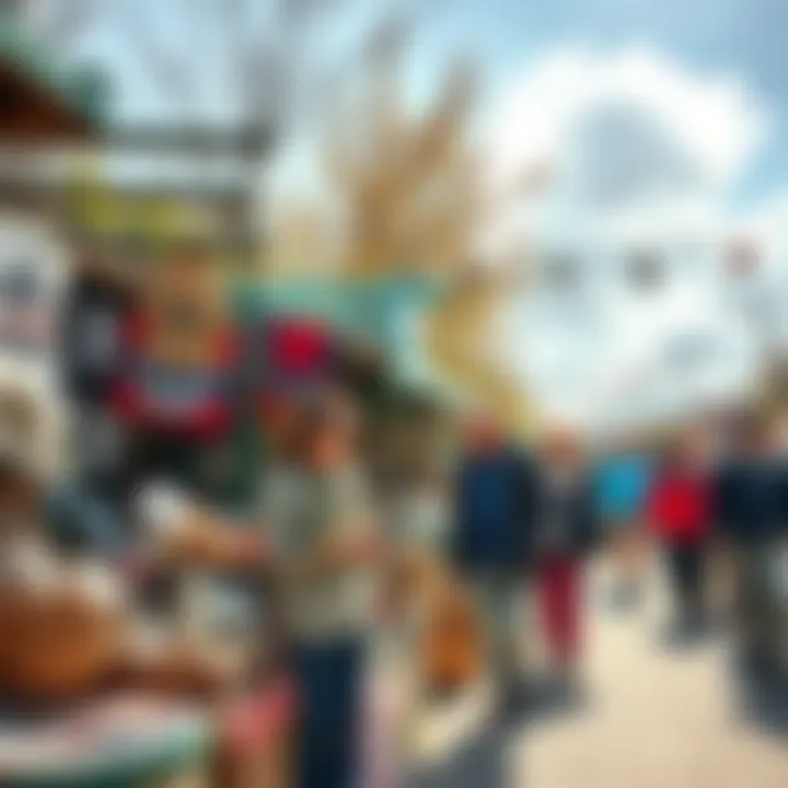 People enjoying a sunny day collecting unique items at a local market