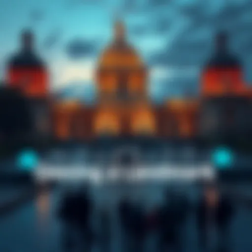 A majestic historic building representing cultural heritage with people admiring it