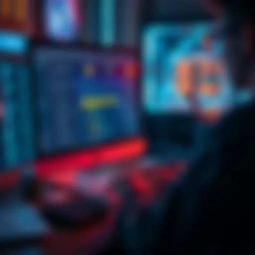 A person working on a computer, checking for p2pool update issues with a focus on software troubleshooting tools on the screen.