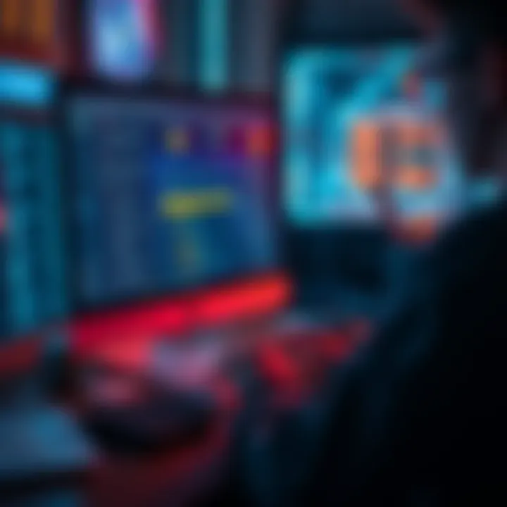 A person working on a computer, checking for p2pool update issues with a focus on software troubleshooting tools on the screen.
