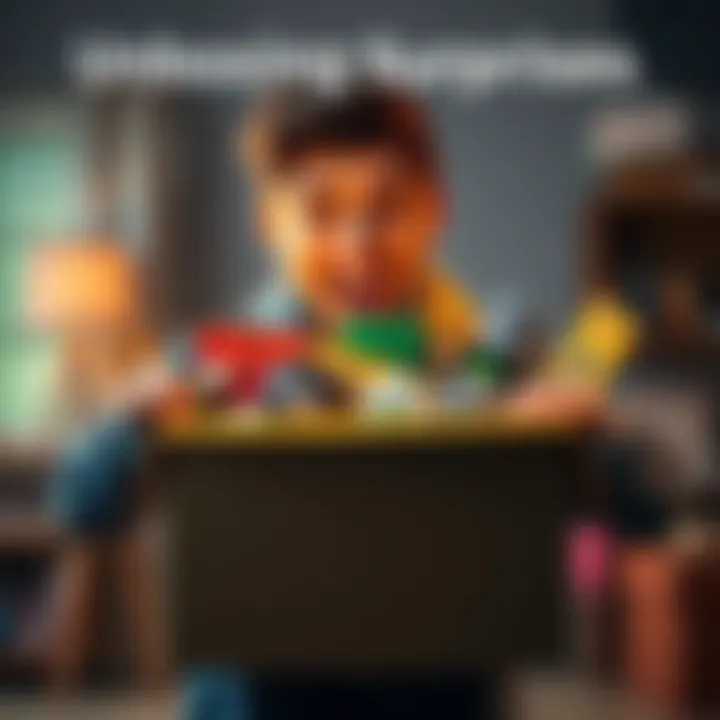 A person opening a box with excitement, revealing a variety of unexpected items inside.