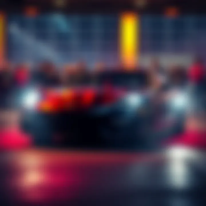 A Panamera Turbo car with bidders looking concerned and frustrated in the background.