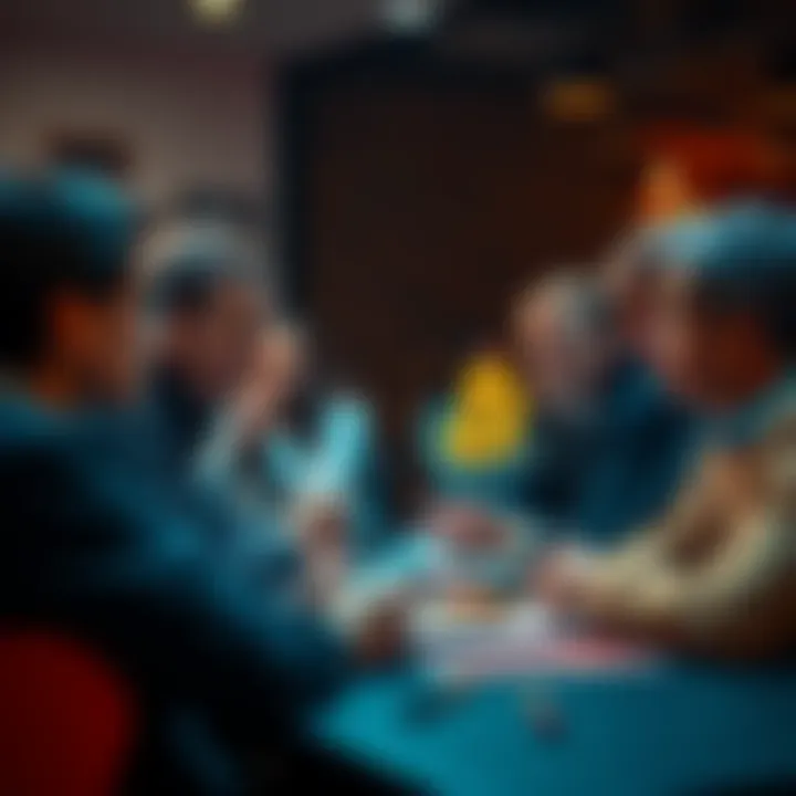Panic Buying Bitcoin Meeting A group of people discussing Bitcoin investment in an informal meeting setting with anxious expressions.