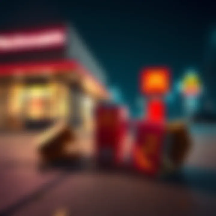 Three dropped parcels near a McDonald's restaurant with a burger bag on the ground