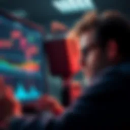 A person looking worried while managing liquidity in DeFi, showing charts and gas fees on a screen