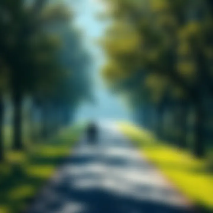 Path to Success A person walking down a clear path lined with trees symbolizing steady progress towards goals