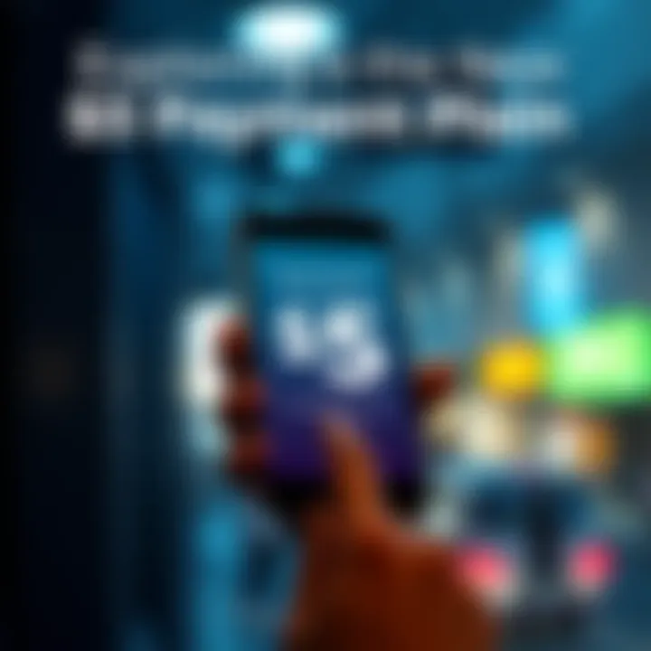 A smartphone displaying a graphic about the new $5 monthly payment plan for unlimited talk and text