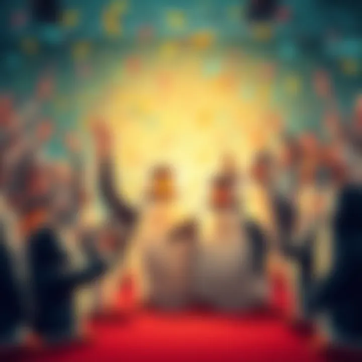 A lively gathering of PENGU characters and community members celebrating together, showcasing fun and engagement in a digital setting.