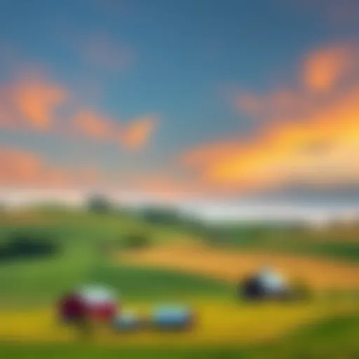 A scenic view of Pennsylvania's countryside, showing rolling hills, green fields, and traditional barns.