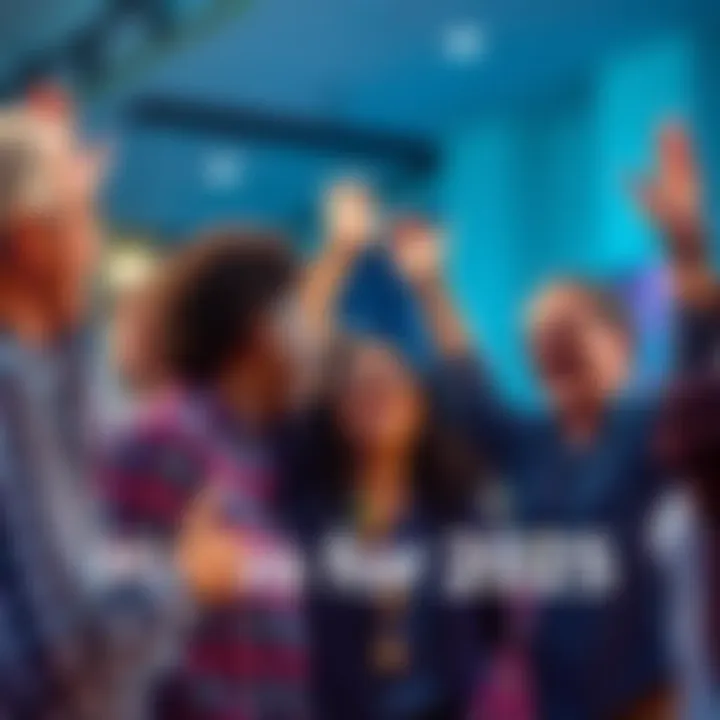 A diverse group of people sharing their hopes and dreams for 2025 in a lively discussion, with bright smiles and animated gestures.