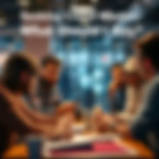 A group of people sharing their buying suggestions and opinions around a table