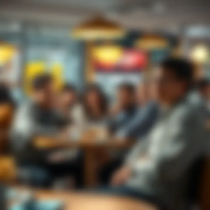 A group of people sitting at a cafe table, looking puzzled while sharing thoughts about a recent conversation.