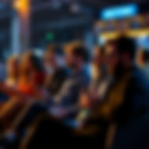 A group of people sitting together, looking at smartphones, reflecting a shift in conversation away from specific crypto coin discussions, with a casual atmosphere and curious expressions.