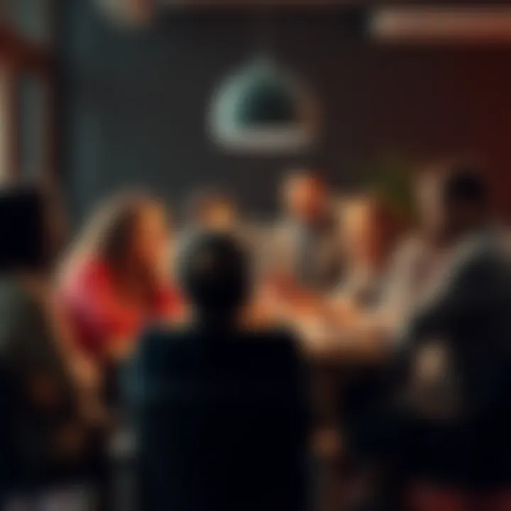 A group of diverse people gathered around a table, sharing ideas and making plans for the future during uncertain times.
