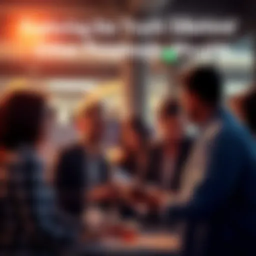 A group of people engaged in a conversation about money management and spending habits