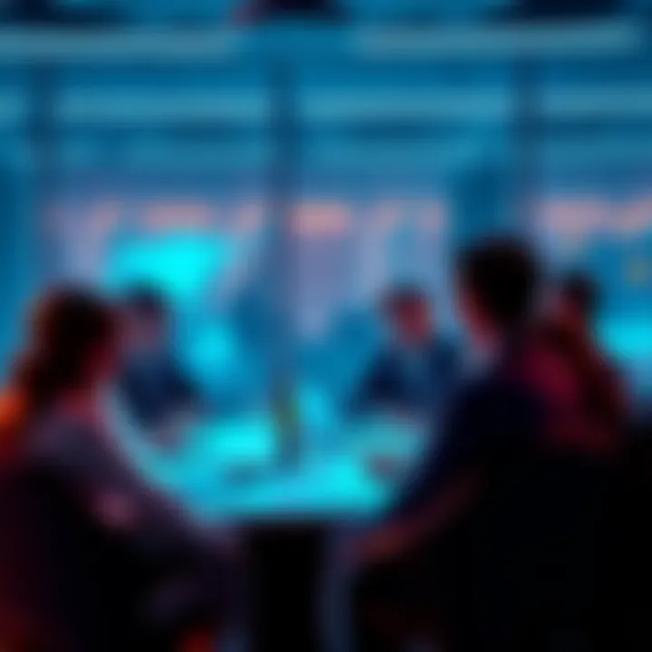 People discussing XRP value Group of people in a meeting talking about XRP and bank adoption