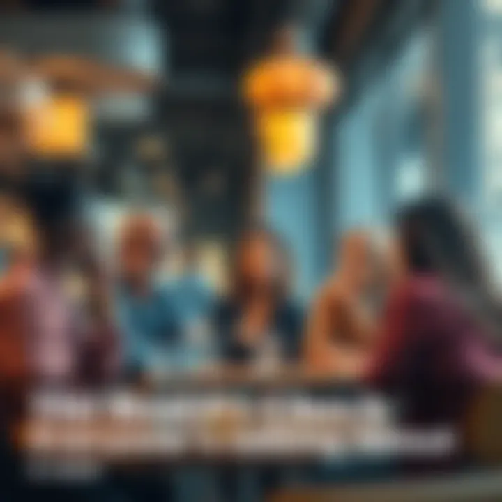 People Engaged in Discussion A group of diverse people having a serious discussion in a modern cafe, reflecting on current social issues in 2026.