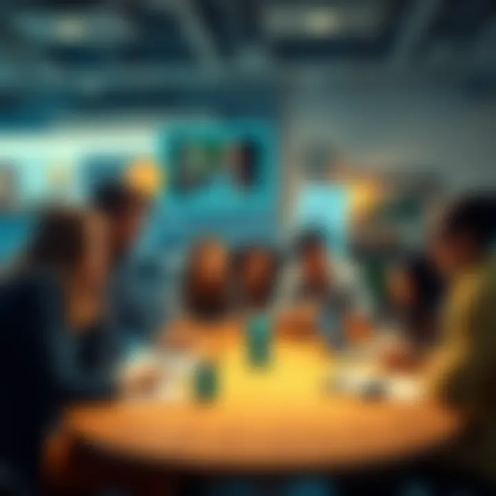 A group of people gathered around a table sharing their thoughts and excitement about recent news in a lively discussion.