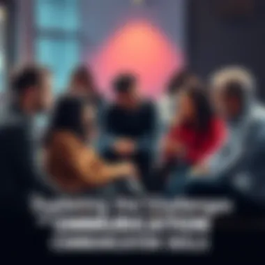 A group of people sitting together, discussing and listening attentively to each other, emphasizing the importance of communication skills