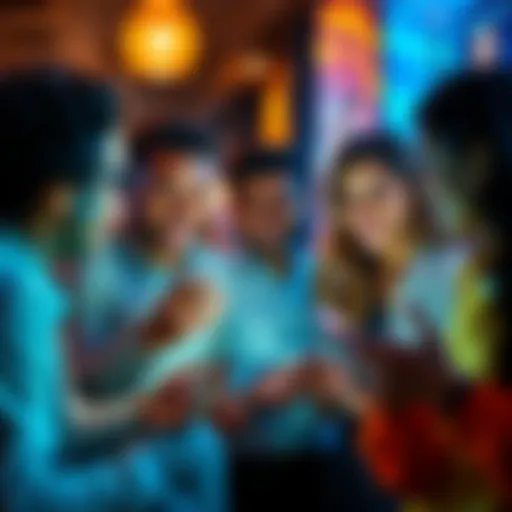 A group of diverse people sharing thoughts on social media, showcasing mixed reactions and expressions